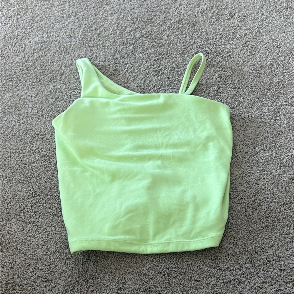 Athleta Lime Green One-Shoulder Tank Top